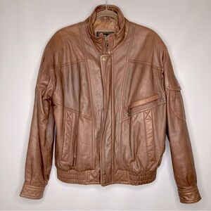 Vintage Reed Sportswear Leather Zip Up Motorcycle Jacket-Brown-Men’s 40R-Vtg-EUC
